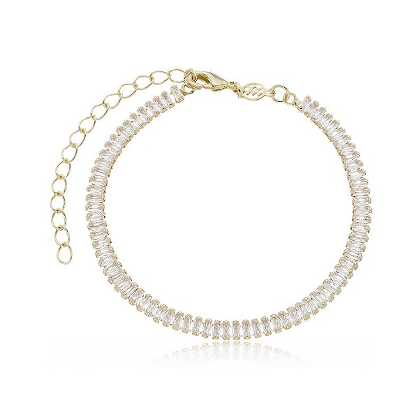 Pulseira com zircônias folheada a ouro 18k 16cm