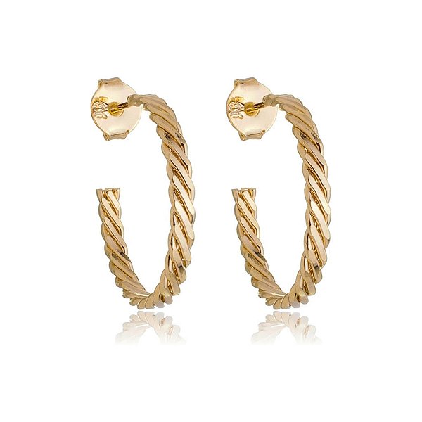 Argola pequena trançada folheada a ouro 18k