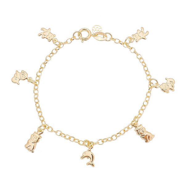 Pulseira infantil folheada a ouro 18k 14cm