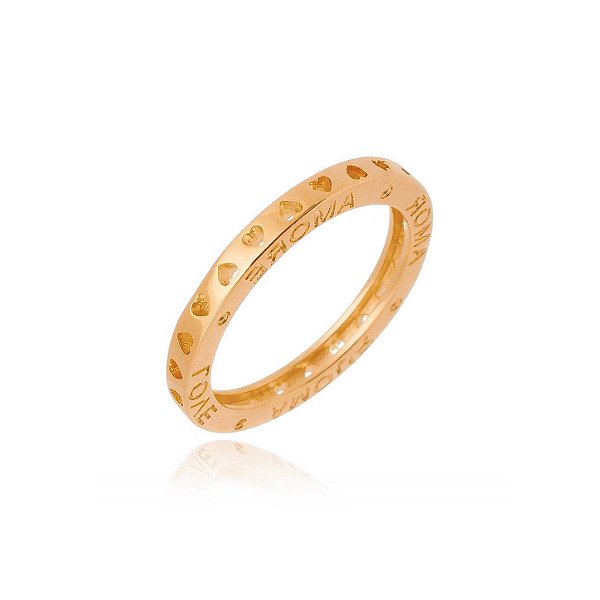 Anel com corações folheado a ouro 18k