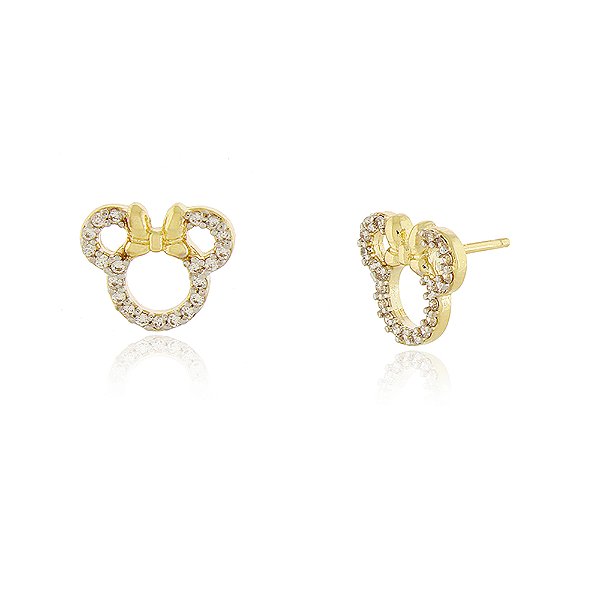 Brinco Minnie com zircônias folheado a ouro 18k