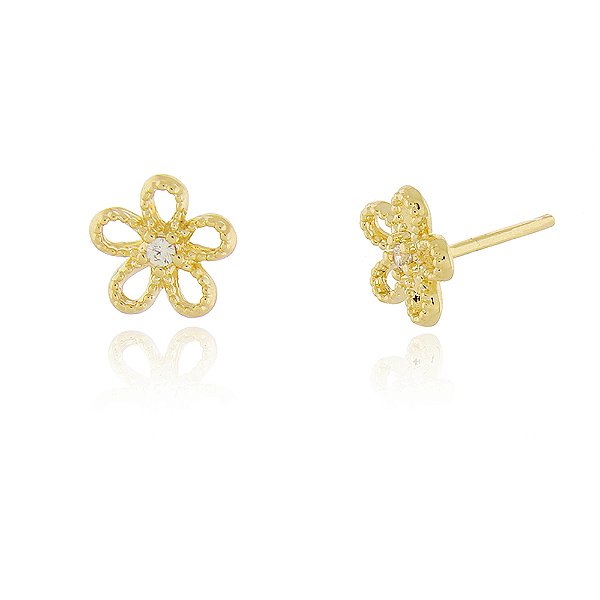 Brinco florzinha vazada folheado a ouro 18k