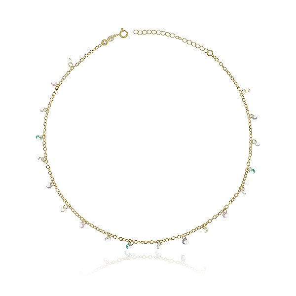 Gargantilha colorida folheada a ouro 18k