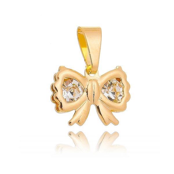 Pingente laço com Strass folheado a ouro 18k