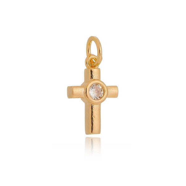 Pingente cruz pequena folheado a ouro 18k
