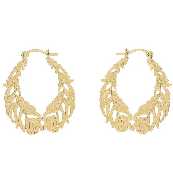 Argola folhas folheada a ouro 18k