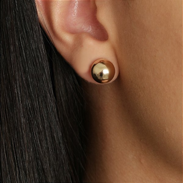 Brinco bola folheado a ouro 18k
