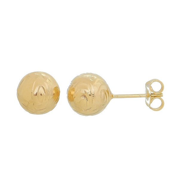 Brinco bola trabalhado folheado a ouro 18k