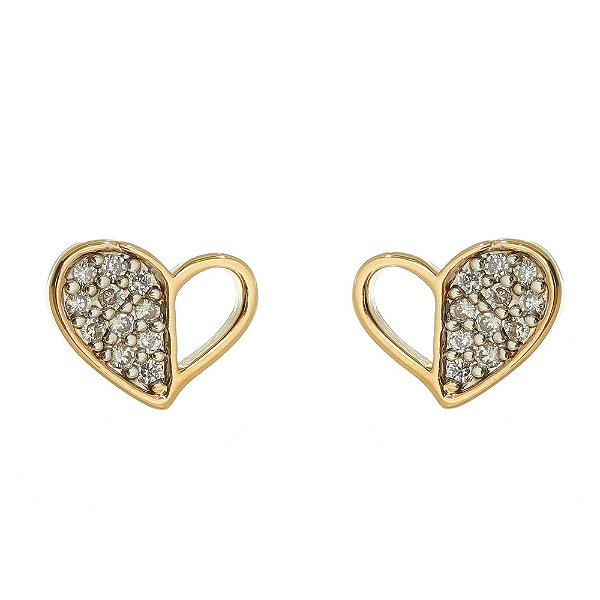 Brinco coração folheado a ouro 18k