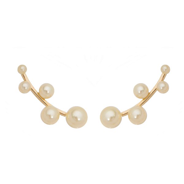 Brinco Ear Cuff com pérolas folheado a ouro 18k
