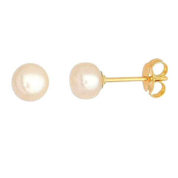 Brinco pérola sintética folheado a ouro 18k