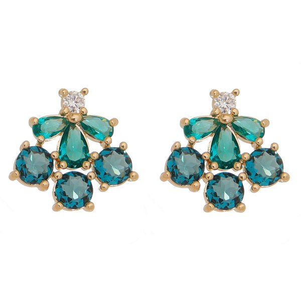 Brinco com zircônias folheado a ouro 18k