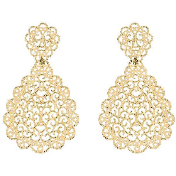 Brinco trabalhado folheado a ouro 18k