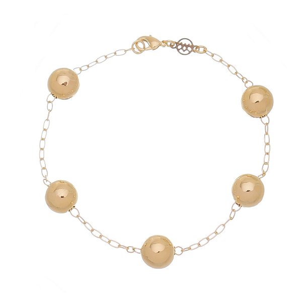 Pulseira bolas grandes folheada a ouro 18k 20cm