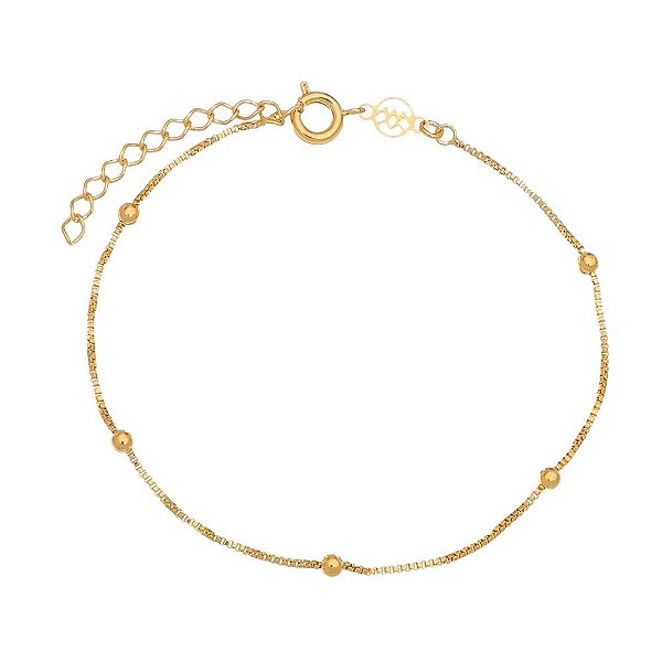 Pulseira bolas pequenas folheada a ouro 18k 20cm