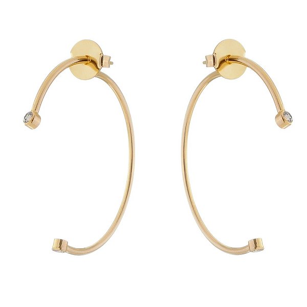 Argola com zircônia folheada a ouro 18k