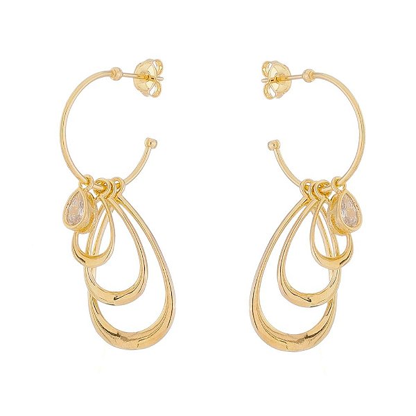 Argola com zircônia folheada a ouro 18k