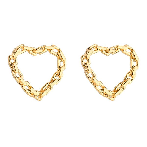 Brinco coração elos folheado a ouro 18k