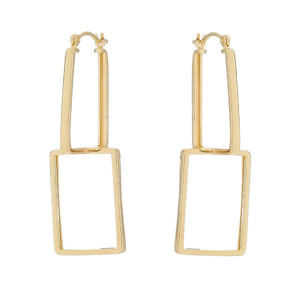 Argola quadrada folheada a ouro 18k