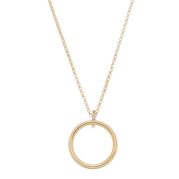 Gargantilha círculo folheada a ouro 18k