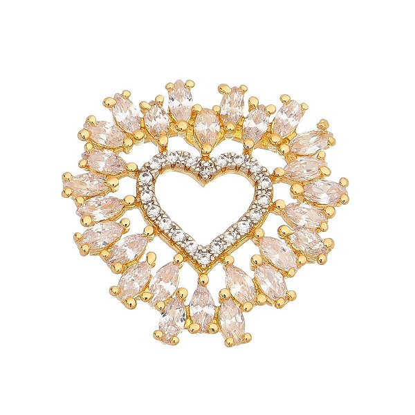 Pingente coração folheado a ouro 18k