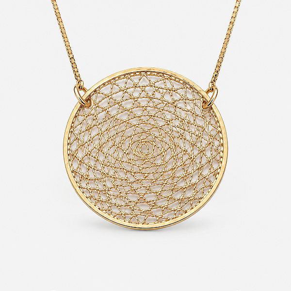 Gargantilha mandala folheada a ouro 18k