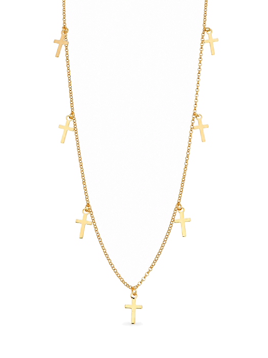 Gargantilha cruzes folheada a ouro 18k 80cm