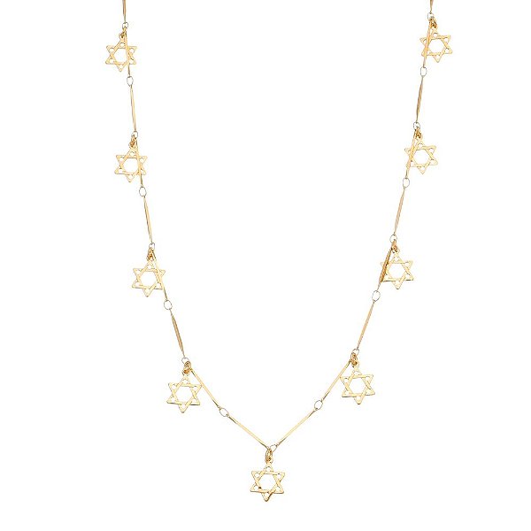 Gargantilha Estrela de Davi folheada a ouro 18k