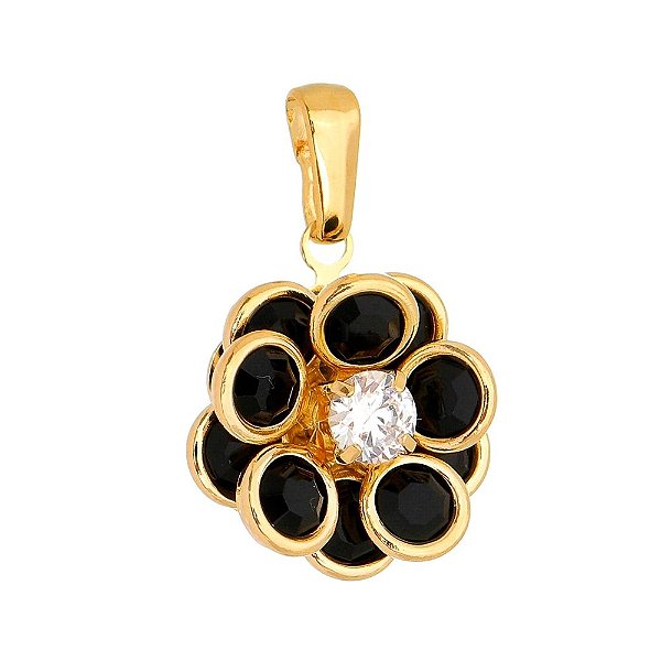 Pingente flor folheado a ouro 18k