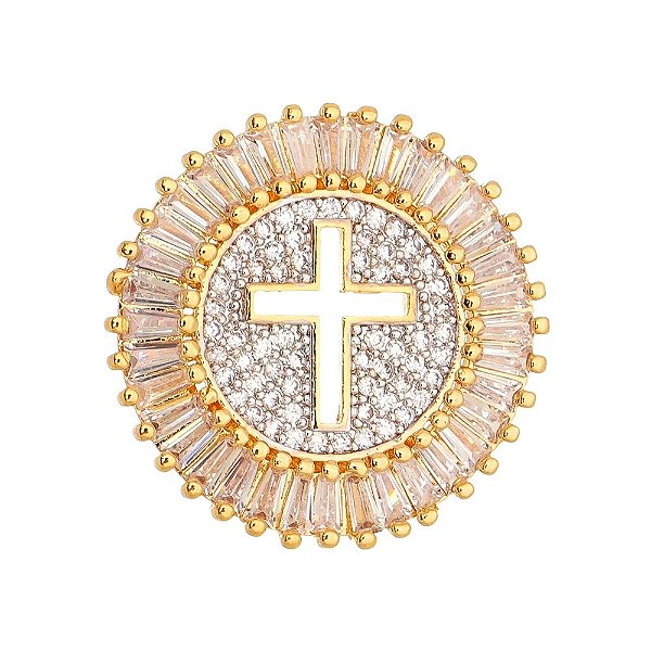 Pingente mandala com zircônias folheado a ouro 18k