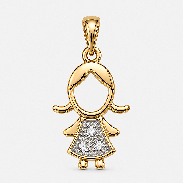Pingente menina folheado a ouro 18k