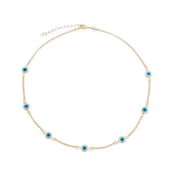 Gargantilha olho grego folheada a ouro 18k