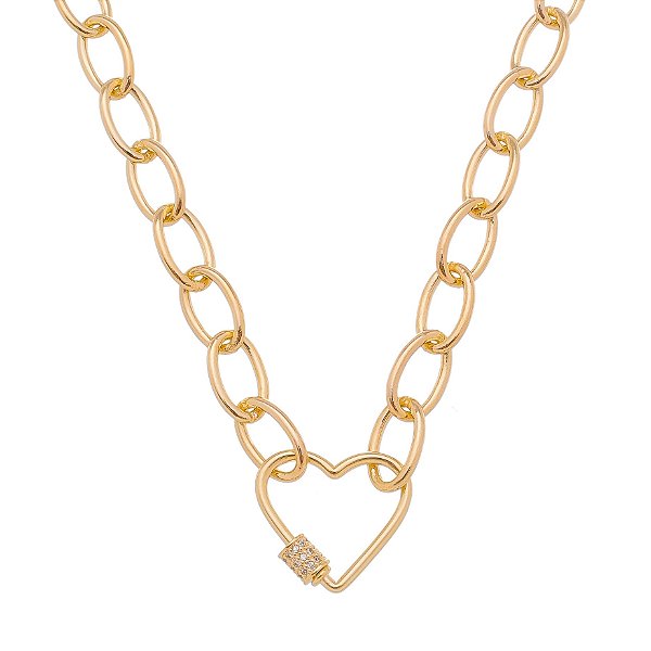 Gargantilha coração menor folheada a ouro 18k