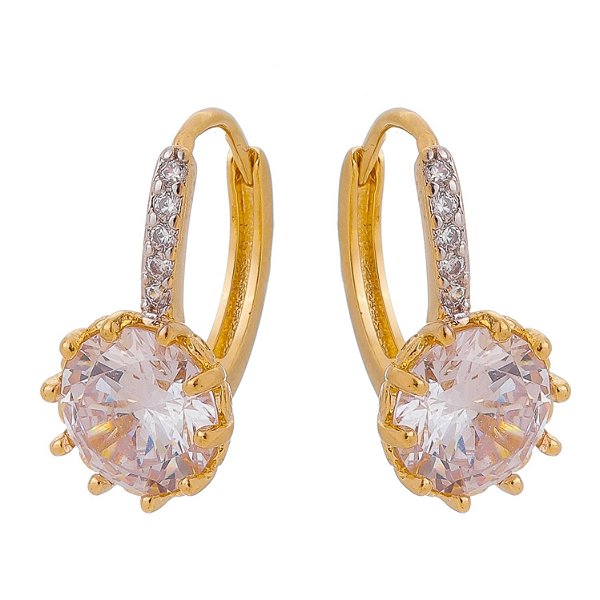 Argola com zircônia folheada a ouro 18k