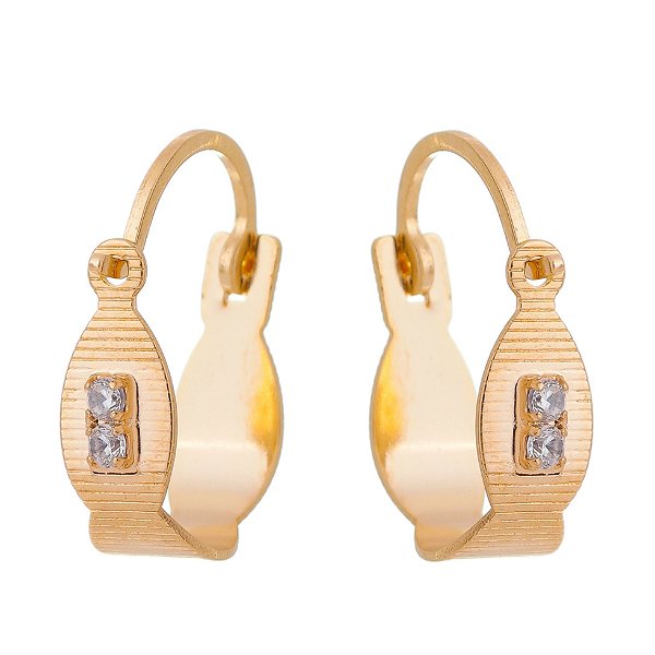 Argola pequena com zircônias folheada a ouro 18k