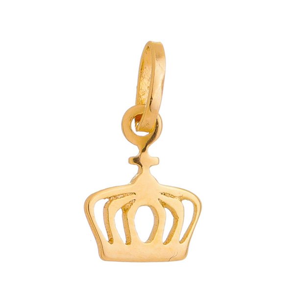 Pingente coroa pequena folheado a ouro 18k
