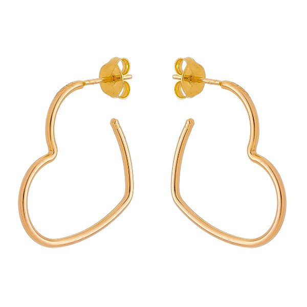 Argola pequena coração folheada a ouro 18k