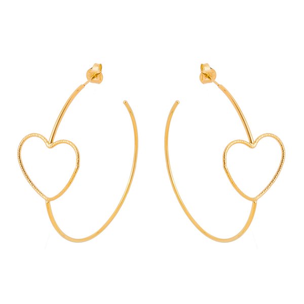 Argola fina com coração folheada a ouro 18k