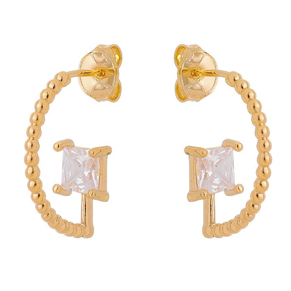 Brinco com zircônia folheado a ouro 18k
