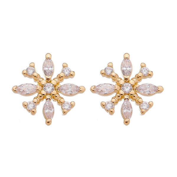 Brinco de zircônia folheado a ouro 18k
