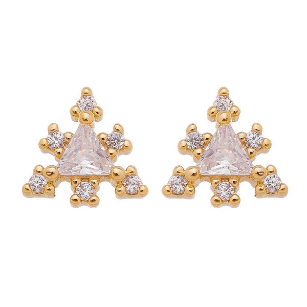Brinco triângulo pequeno folheado a ouro 18k