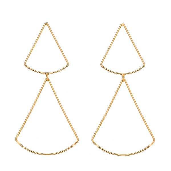 Brinco triângulos folheado a ouro 18k