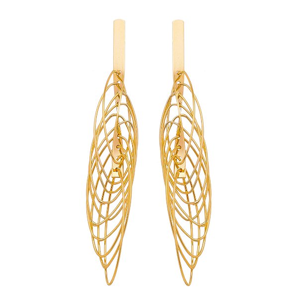Brinco elos finos ovais folheado a ouro 18k