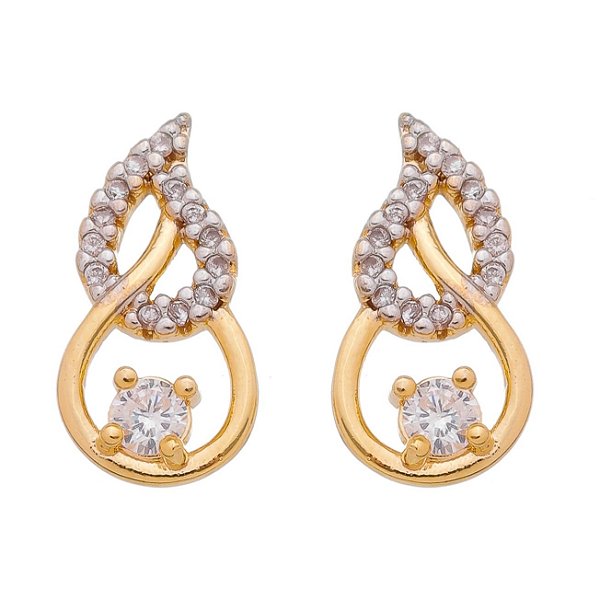Brinco gota pequena com zircônias folheado a ouro 18k