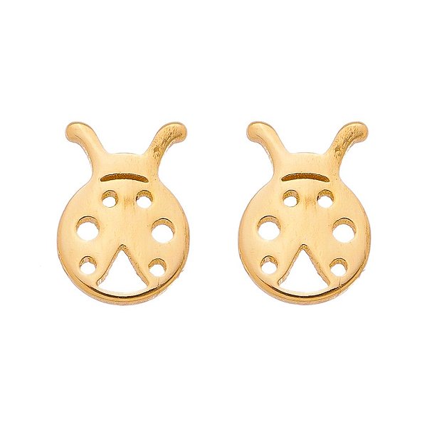 Brinco joaninha infantil folheado a ouro 18k