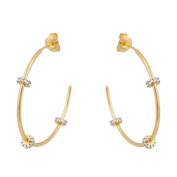 Argola 3 aros folheada a ouro 18k