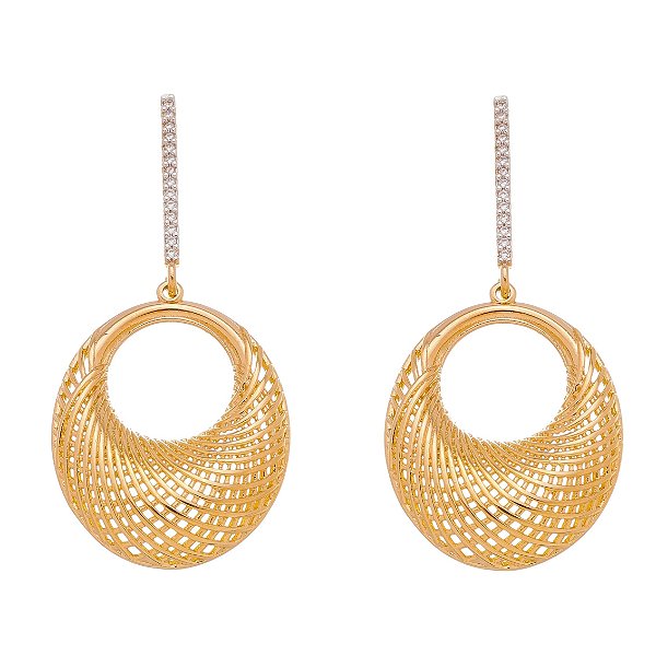 Brinco com zircônias folheado a ouro 18k