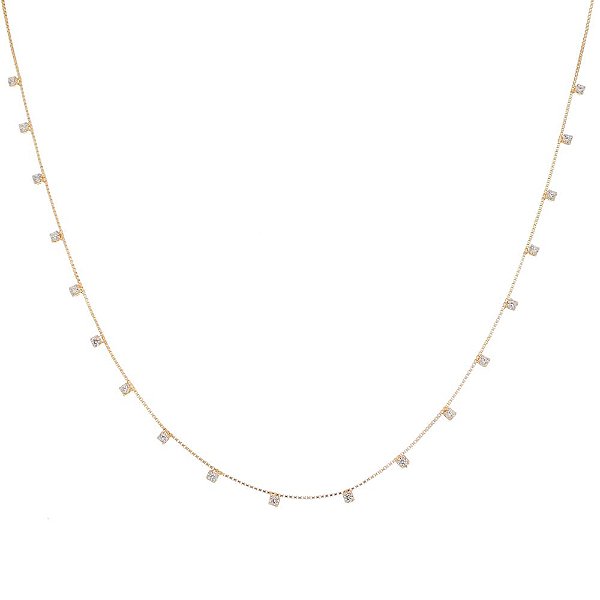 Gargantilha com zircônias folheada a ouro 18k