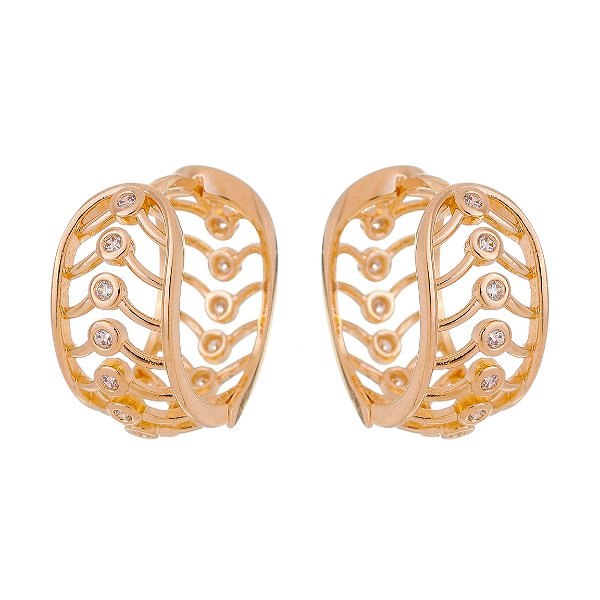 Argola trabalhada folheada a ouro 18k