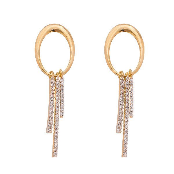 Brinco com zircônias folheado a ouro 18k